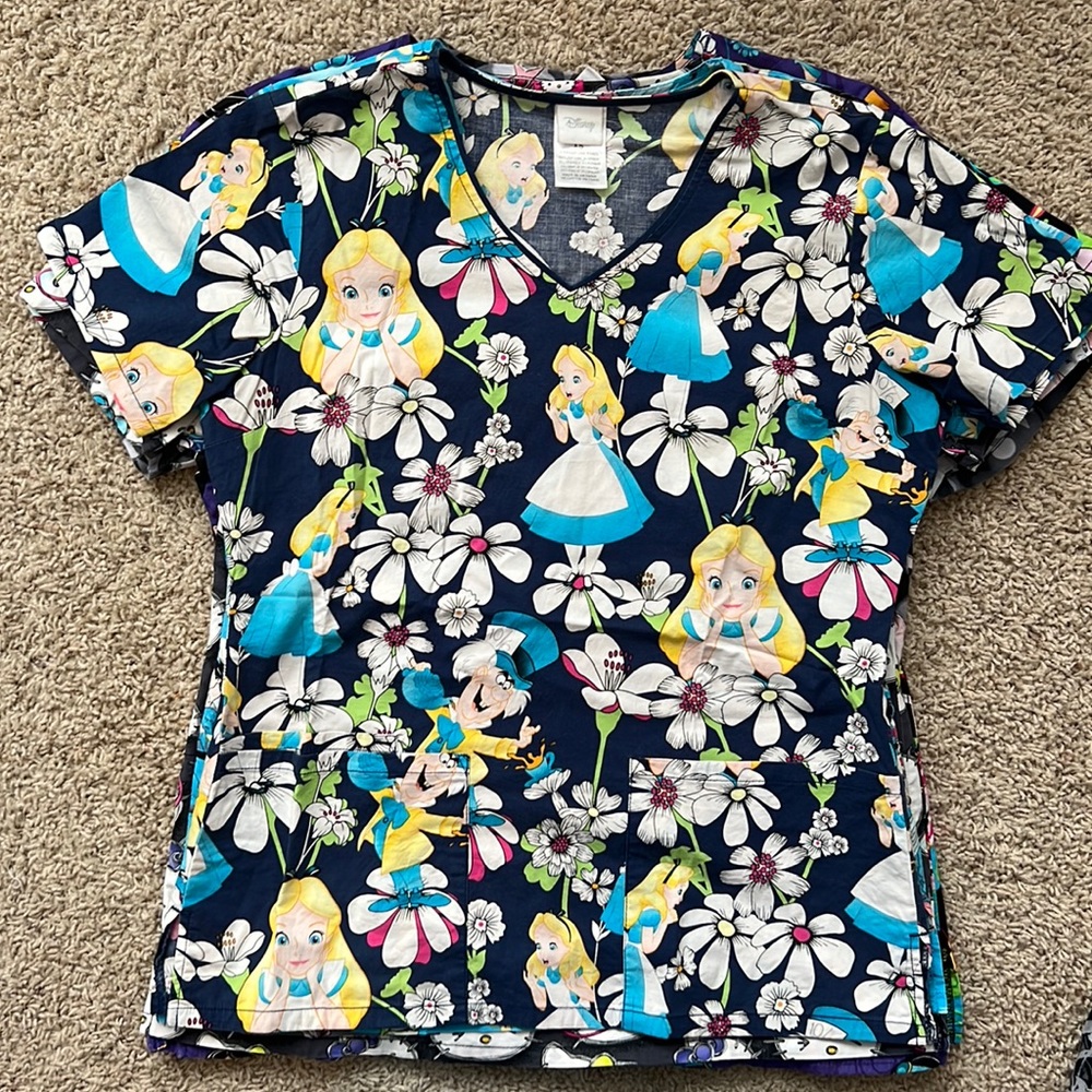 Alice in Wonderland Disney scrub top